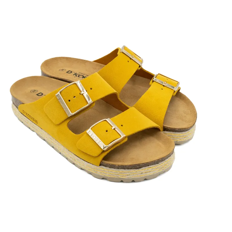 Paris trenza mostaza serraje plataforma