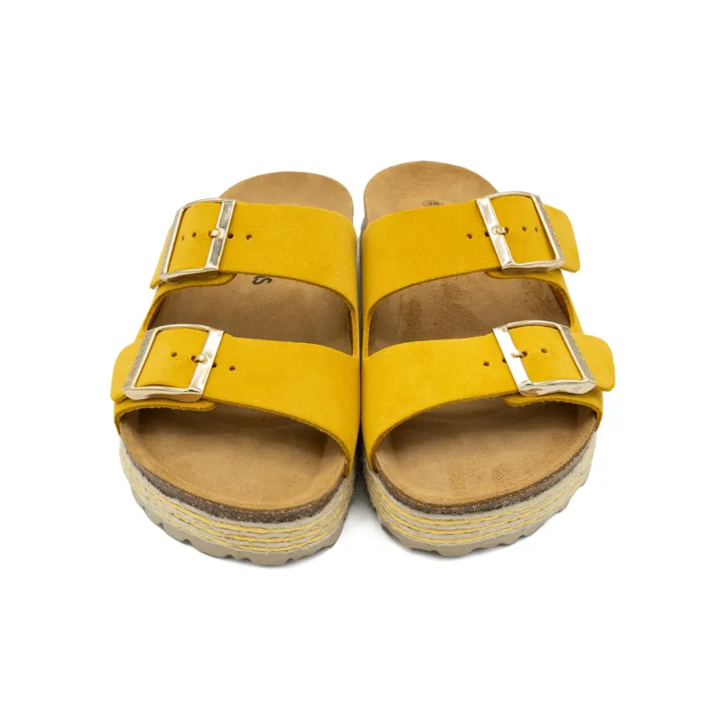 Paris trenza mostaza serraje plataforma