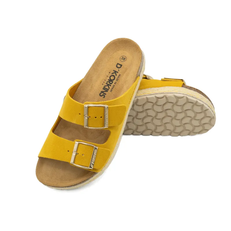 Paris trenza mostaza serraje plataforma