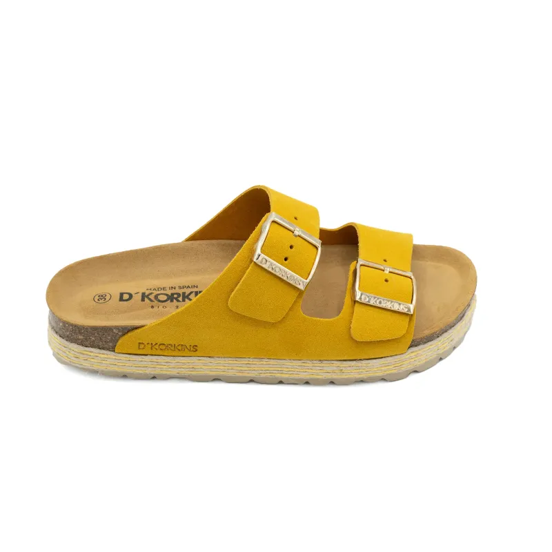 Paris trenza mostaza serraje plataforma